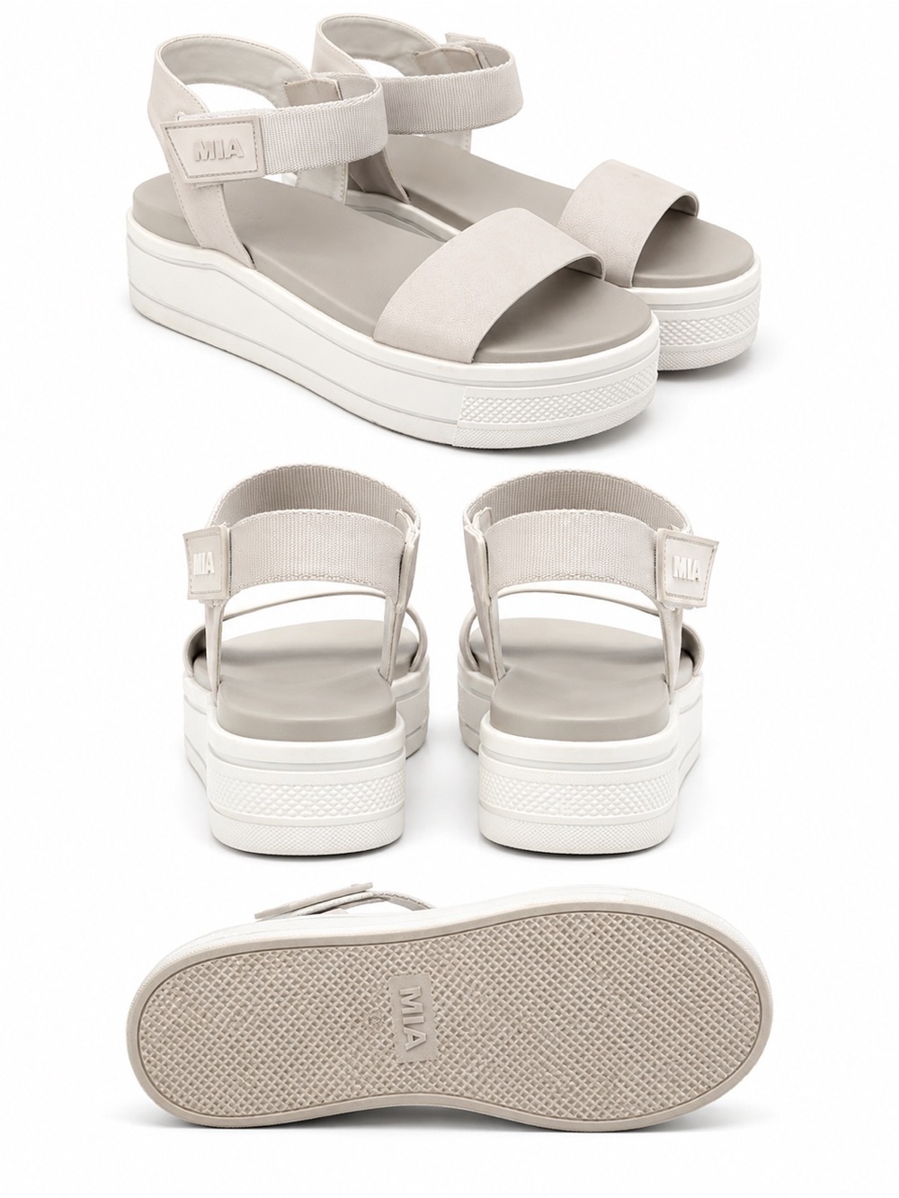 MIA Cream Platform Sandals with Ankle Strap